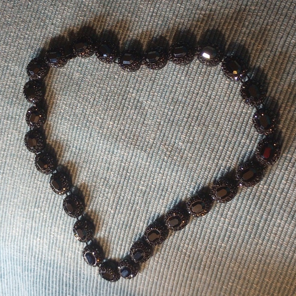 Marked SJ St. John dazzling black on black rhinestone crystal choker